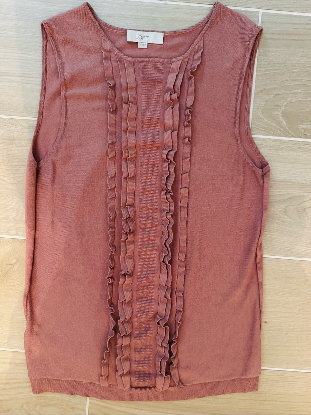 LOFT Womens Ruffle Front Sleeveless Top - Dusty Rose